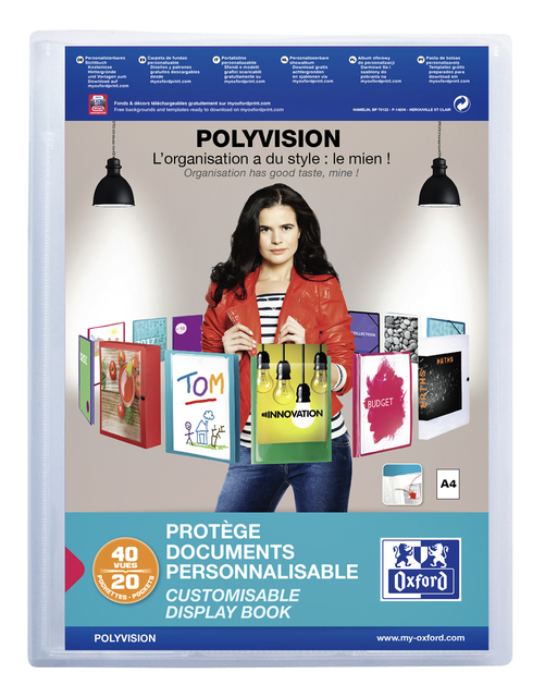 Album de présentation Oxford Polyvision A4 20 pochettes PP transparent
