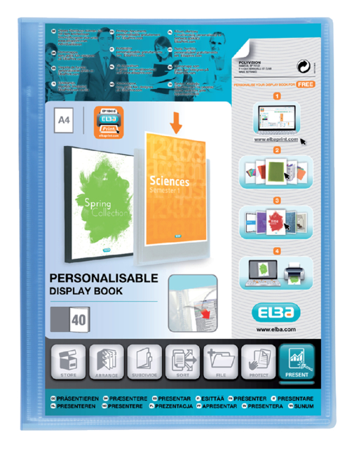 Chemise de présentation Oxford Polyvision A4 40-pochettes PP bleu