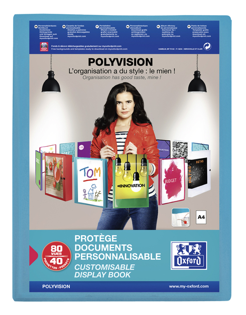 Chemise de présentation Oxford Polyvision A4 40-pochettes PP bleu