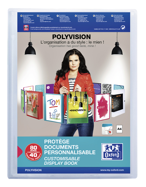 Chemise de présentation Oxford Polyvision A4 40-pochettes PP transparent