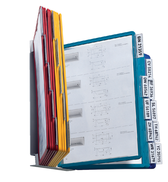 Support mural Durable Vario Wall avec 20 pochettes A4 assorti