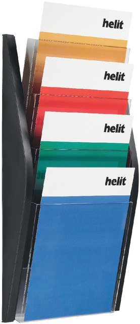Porte-brochures mural Helit 4x A4 noir