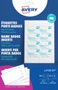 Insert pour badge Avery L4728-20 60x90mm micro perforation 20 feuilles