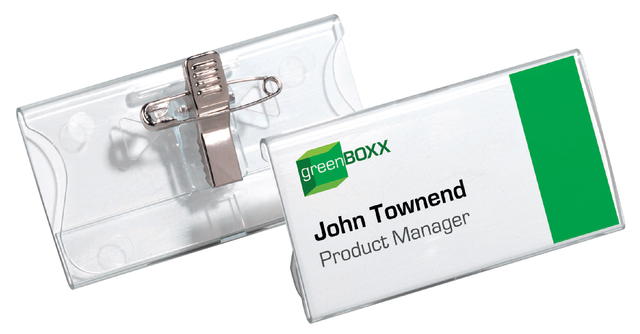 Badge acrylique Durable avec pince combi 40x75mm