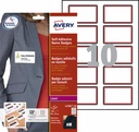Badge adhésif Avery L4786-20 80x50mm cadre rouge 200 pièces