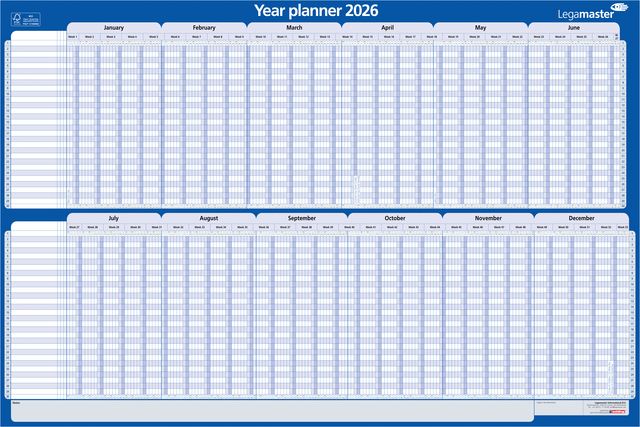Planning projet 2026 Legamaster 90x60cm horizontal laminé (EN)