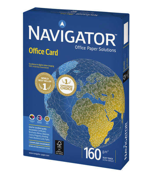 Papier copieur Navigator Office Card A4 160g blanc 250 feuilles