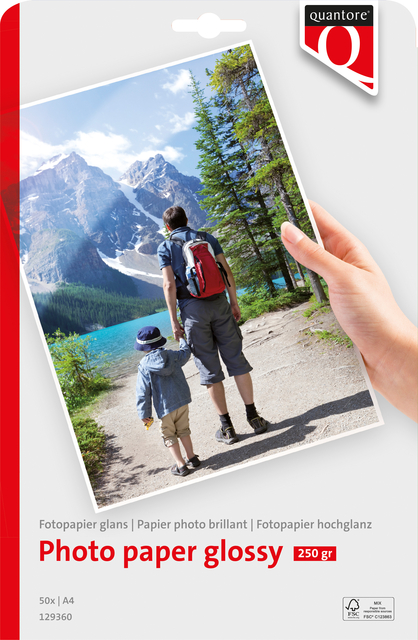 Papier photo Quantore A4 brillant 250g 50 feuilles