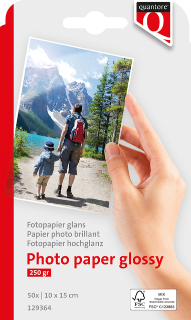 Papier photo Quantore 10x15cm brillant 250g 50 feuilles