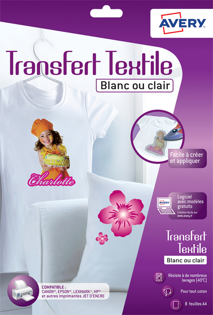 Transfert pour T-shirt Avery C9405-8 A4 8 feuilles