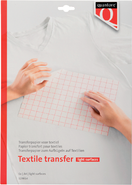 Papier Transfert jet d'encre textile Quantore vêtement clair 6 feuilles