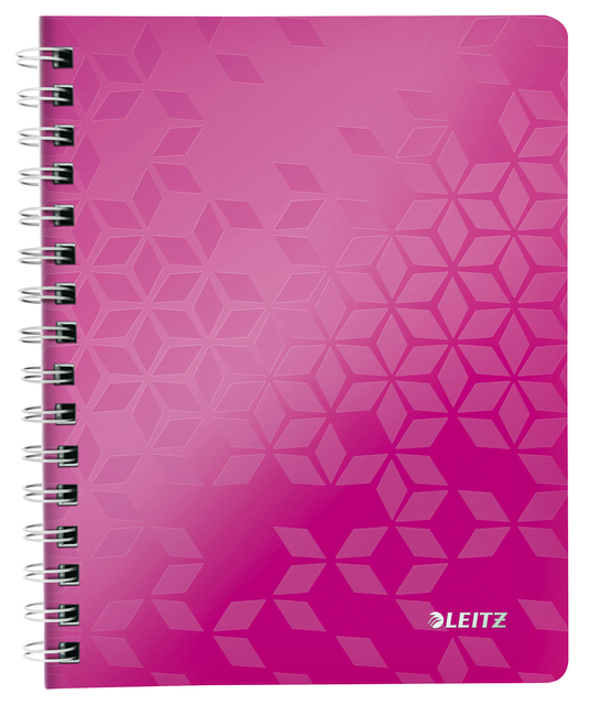Cahier à spirale Leitz WOW A5 PP ligné rose