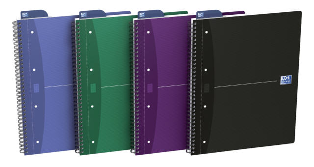 Collegeblok Oxford Office Essentials A4+ lijn 4-gaats 180 pagina's 80gr assorti