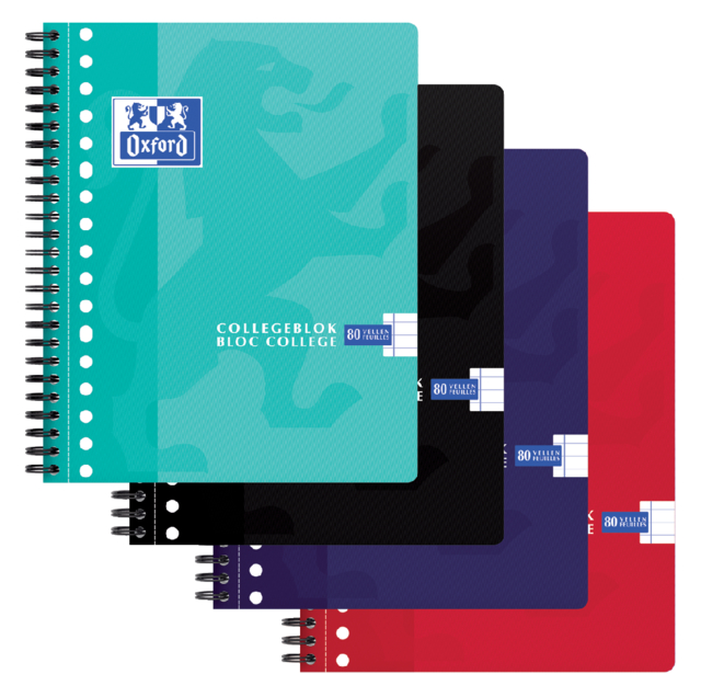 Cahier de cours Oxford School A5+ 17perf ligné 160 pages 80g assorti