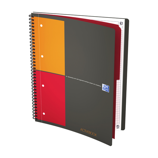 Cahier à spirale Oxford International Activebook A4+ carreau 5mm 160 pages