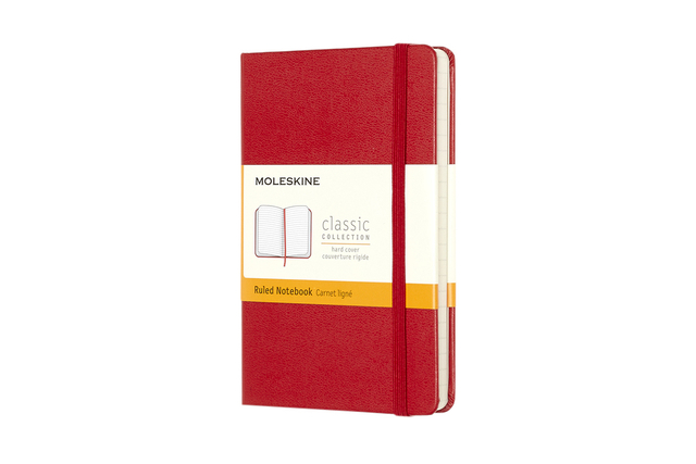Carnet de notes Moleskine Pocket 90x140mm ligné rigide rouge