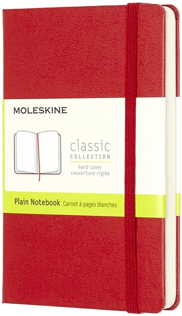 Notitieboek Moleskine pocket 90x140mm blanco hard cover rood