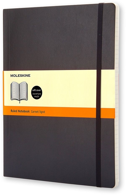 Carnet de notes Moleskine XL 190x250mm ligné couverture souple noir
