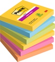 Bloc-mémos Post-it 654 Super Sticky 76x76mm Carnival 6 pièces