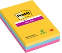 Bloc-mémos Post-it 4960 Super Sticky 101x152mm ligné Carnival 3 pièces