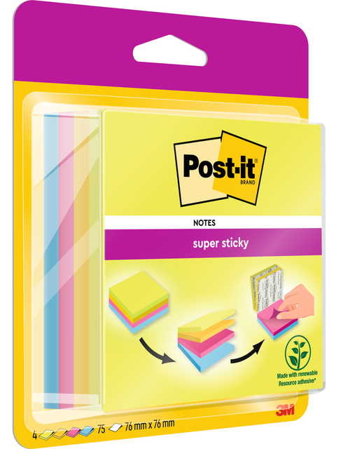 Bloc-mémos  Post-it 2014 Super Sticky 76x76mm cube smart Rio 300 feuilles