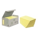 Bloc-mémos Post-it 655-1B 76x127mm recyclé jaune 6 pièces