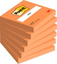 Bloc-mémos Post-it 654 76x76mm néon orange 100 feuilles