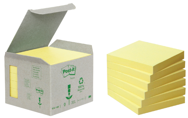 Bloc-mémos Post-it Z-Notes recyclé R330-1B 76x76mm jaune