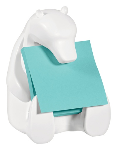 [392740] Distributeur blocs-mémos Post-it Z-Notes Ours blanc notes 76x76mm