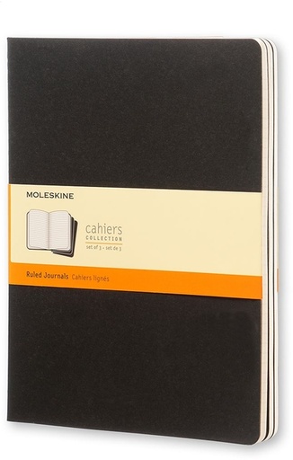 [011545] Cahier Moleskine 190x250mm ligné 240 pages 70g noir 3 pièces