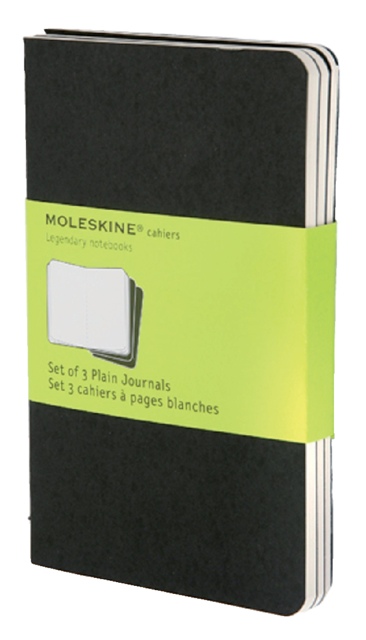 Schrift Moleskine 90x140mm blanco 240 pagina''s 70gr zwart set à 3 stuks