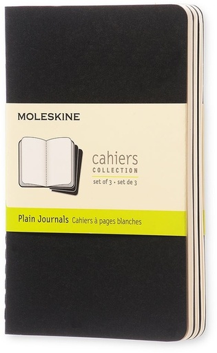 [011550] Cahier Moleskine 90x140mm uni 240 pages 70g noir 3 pièces