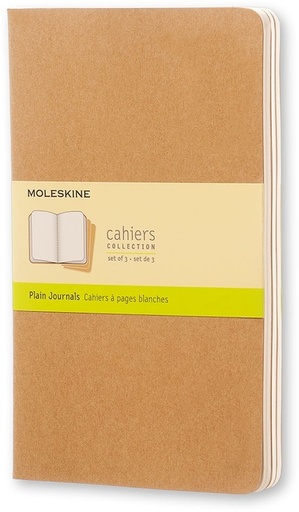 [011556] Schrift Moleskine 130x210mm blanco 160 pagina's 70gr kraft set à 3 stuks