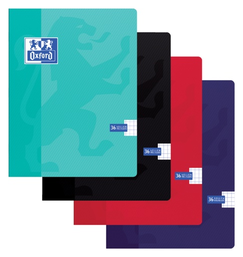 [011480] Schrift Oxford School A5 ruit 5x5mm 72 pagina's 80gr assorti