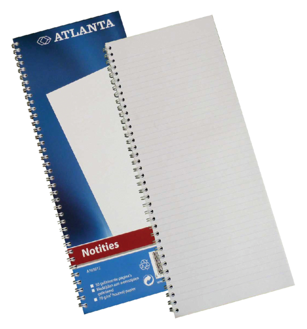 Registre in-folio étroit à spirale Atlanta ligné 100 pages bleu
