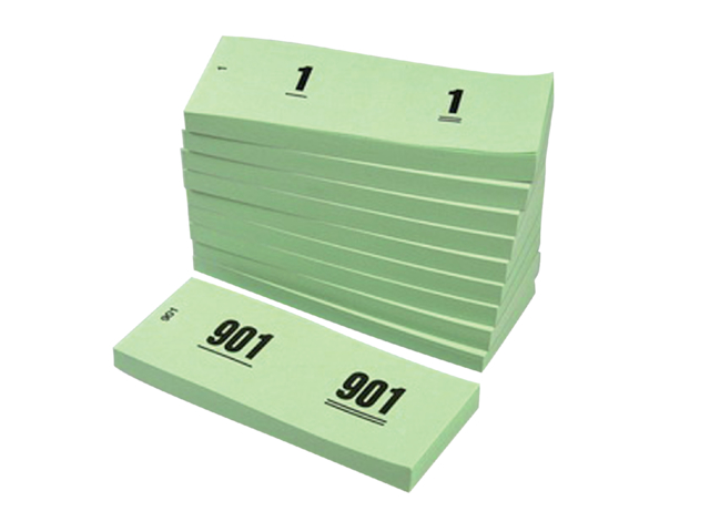 Bloc numéros de 1 à 1000 42x105mm vert 10pcs