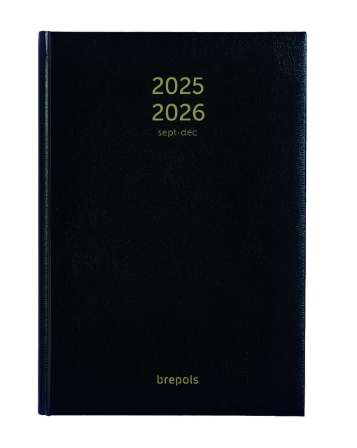 Agenda 2025-2026 Brepols Bretime Lima 16 mois 7 jours/2 pages noir