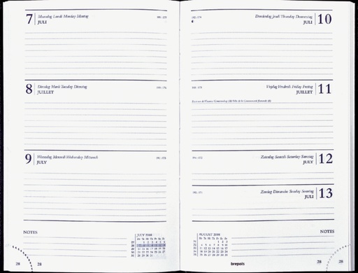 [900009] Agenda 2026 Brepols Saturnus Lima 7 jours/2 pages noir