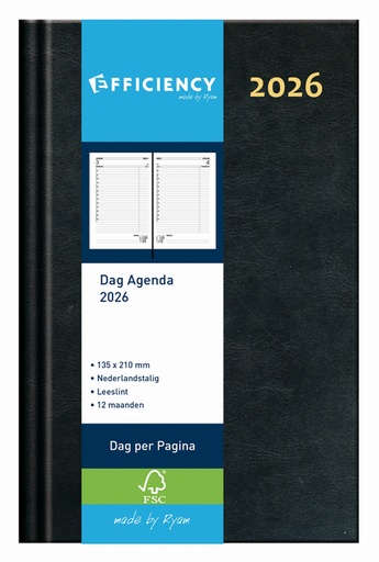 [900115] Agenda 2026 Ryam Efficiency Baladek 1 jour/1 page noir