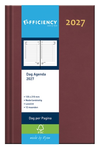 [900172] Agenda 2026 Ryam Efficiency Baladek 1dag/1pagina bordeaux