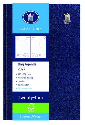 [900103] Agenda 2026 Ryam Twenty-four Mundior 1dag/1pagina blauw