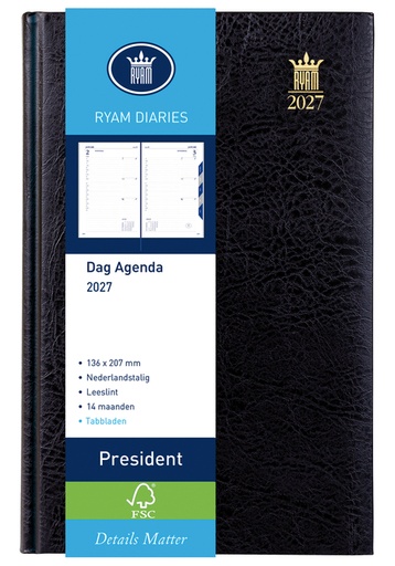 [900092] Agenda 2026 Ryam President Mundior 1dag/1pagina zwart