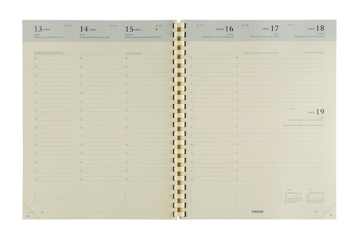 [900038] Recharge agenda 2026 Brepols Concorde spirale 7 jours/2 pages crème