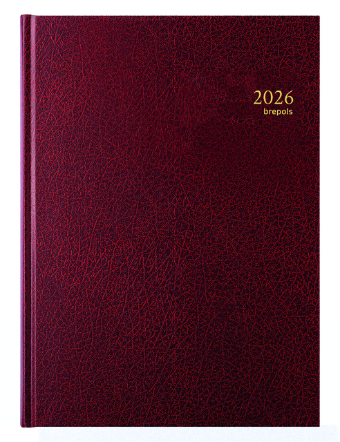 Agenda 2026 Brepols Bremax Santex A4 1 jours/2 pages 8 colonnes bordeaux
