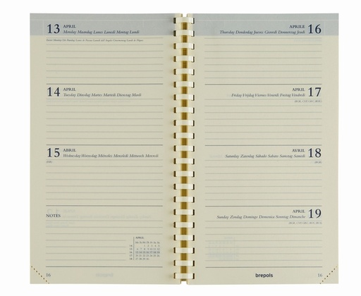 [900057] Recharge agenda 2026 Brepols Interplan spirale 7 j/2 p 6 langues