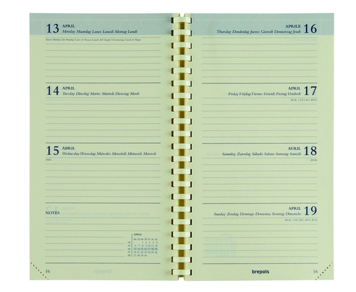 [900057] Recharge agenda 2027 Brepols Interplan spirale 7 j/2 p 6 langues