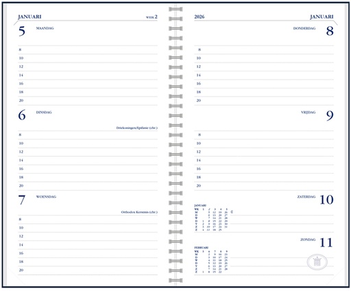 [900130] Recharge agenda 2027 Ryam Memoplan 7 portrait 7 jours/2 pages blanc