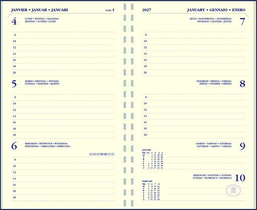 [900128] Recharge agenda 2027 Ryam Memoplan 7 portrait 7 jours/ 2 pages crème