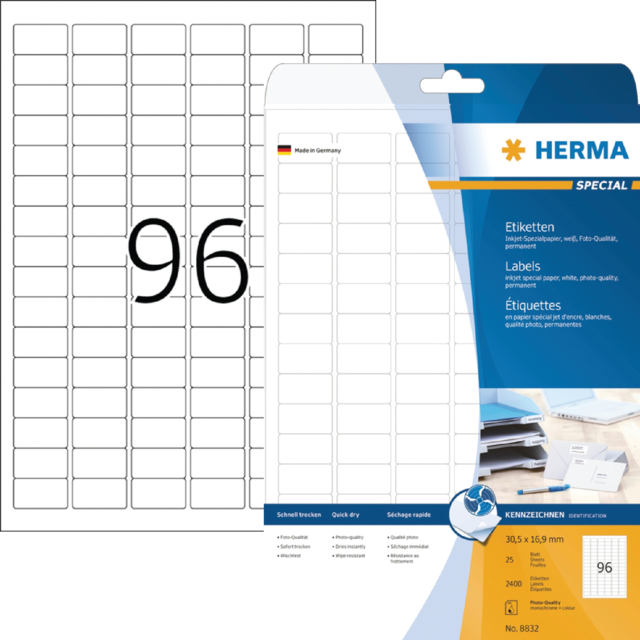 Etiquette HERMA 8832 60,5x16,9mm blanc 2400 pièces