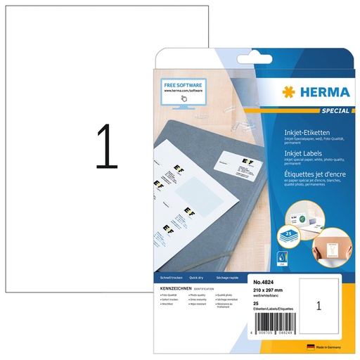 [817574] Etiket HERMA 4824 210x297mm wit 25stuks